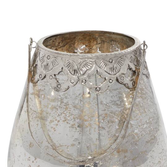 Set of 3 Silver Glass Glam Candle Holder, 5", 7", 9"